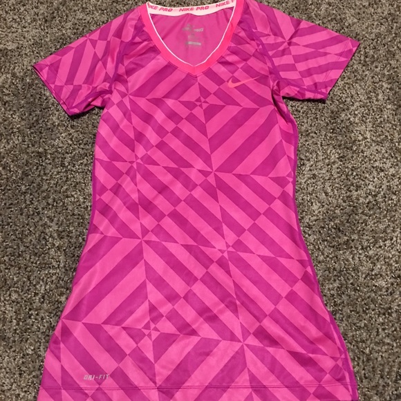 Nike Tops - Nike Pro Fitted XS Pink Dri Fit Shirt